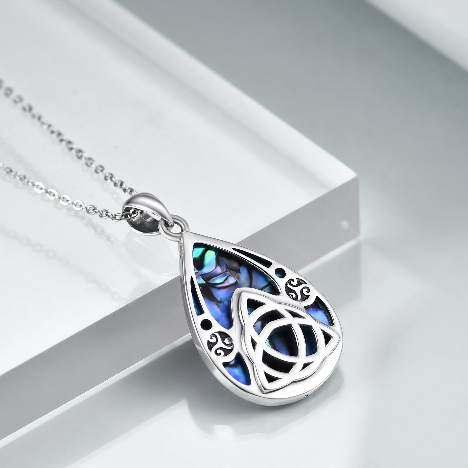 925 Sterling Silver Abalone Shell Celtic Necklace, Meaningful Gift